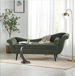 Woodie Techie Art Modern Velvet Fabric 2-Seater Settee Sofa Diwan Couch Chaise Lounge for Bedroom, Living Room, Dining Room, Drawing Room, Home Office (Green, Type 2)