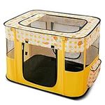 ALLSOPETS Portable Foldable Pet Dog Cat Puppy Playpen Crates Kennel Top Removable Zipper Mesh for Indoor Outdoor Travel Camping Use with Free Carrying Case Yellow A