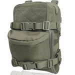 Mini Molle Backpack, Tactical Small Rucksack Water Pack for 2L Hydration Bladder 500D Nylon Lightweight Bag for Hiking Trekking Cycling Men Women Ranger Green