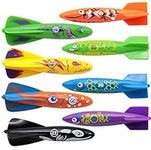 Carykon 8 Pcs Dive Toy Underwater Swimming Pool Toy Gliding Shark Throwing Torpedo