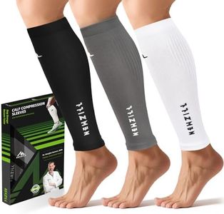 NEWZILL Calf Compression Sleeve for Men & Women | Footless Compression Socks for Shin Splint Relief, Varicose Veins | Leg Sleeve for Running, Travel, Nursing, Fitness (Black/White/Grey 3Pairs XXL)