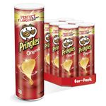 Pringles Original Flavour Potato Crisps Chips Snack Can Tubes - Pack of 6 x 200g