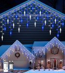 Icicle Outdoor Christmas Lights,10M/33FT 270 LED Icicle Lights with 45 Icicles,Blue White Fairy Twinkle Lights - IP44 Waterproof/Remote/8 Modes/Memory/Timer for Outside Eaves Xmas Roof Decorations