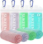 Sukeen 4 Pack Cooling Towel (40''x12'') Ice Towel for Neck, Cool Towel for Instant Cooling Relief Soft Breathable Cold Towel 4pcs for Yoga, Golf, Gym, Camping, Running, Workout & More Activities