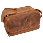 Mens Handmade Toiletry Travel Bag - Leather Dopp Kit Wash Bag Mens Organizer by Rustic Town