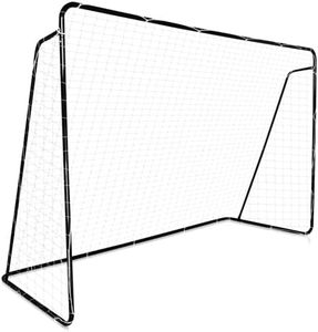 LALAHO But de Football Extérieur, Cage de Foot Portable, 300 x 200 x 120 cm, Poteau de But en Acier Galvanisé, Filet de Football en PE Résistant À La Corrosion (Noir)