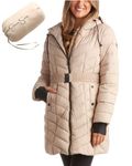 Jessica Simpson Women's Winter Coat - Long Length Packable Quilted Puffer Jacket - Heavyweight Insulated Parka Coat (S-XL), Beige, 1X