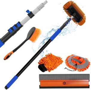 AgiiMan Car Wash Brush with Long Handle, 3-12FT Telescoping Car Cleaning Kit, Soft Bristle RV Wash Brush and Car Wash Mop for Car Truck SUV RV Boat Solar Panel House Siding Exterior Washing