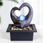 Ferrisland Water Garden Zen Fountain with LED Light, Fountain Fengshui Indoor Decoration – Zen Meditation Waterfall W/Submersible Pump