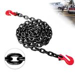 G80 Transport Binder Chain 3/8 Inch x 20 Foot | 7,100 lbs Safe Working Load | Heavy Duty Tow Chain with Clevis Grab Hooks | Ideal for Towing, Tie-Down, and Lifting Applications