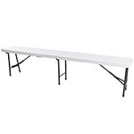 BISupply 6ft Folding Bench Seat - Portable White Bench Outdoor Plastic Bench Seat for Soccer Garden and Camping