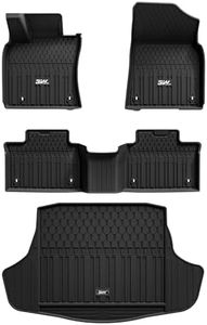 3W Floor Mats & Cargo Liner for Toyota Camry 2025(Include Hybrid) TPE All Weather Custom Fit Floor Liner, 1st and,2nd Row &Trunk Mat, Black