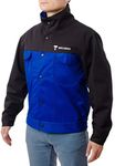 Waylander Flame Resistant FR Cotton Welding Jacket with Snap Button Front and Wrist Closures - Black/Blue (LARGE)