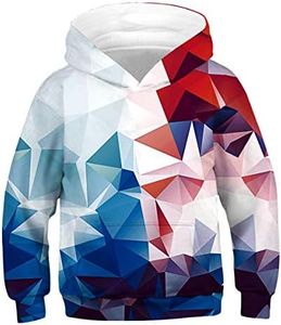 GLUDEAR Boys Girls 3D Print Graphic Sweatshirts Long Sleeve Pullover Hoodies, Geometric, 13-15 Years