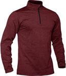 TACVASEN Flannel Shirts for Men Training Shirts Long Sleeves Gym Workout Shirts 1/4 Zipper Autumn Thermals Moisture Wicking Quick Dry Lightweight Athletic Shirt Wine Red