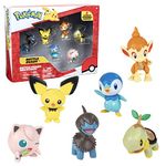 Pokémon Battle Figure Toy Set - 6 Piece Playset - Includes 2" Pichu, Yamper, Turtwig, Piplup, Chimchar & Deino - Generation 4 Diamond & Pearl Starters - Gift for Kids, Boys & Girls