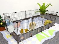 CHEGRON Guinea Pig Cages 8 Sq Ft Expandable C&C Cage Habitats for 2 Small Animal Pet Playpen Metal Grids Indoor Rabbit Fence Hedgehog Cage with PVC Bottom, 48 x 24 x 15.7 inch, 12 Panels