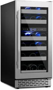 VINECOLD 15 Inch Wine Fridge Under Counter, Dual Zone 28 Bottle Wine Cooler Refrigerator, Seamless Reversible Door,New Upgrade Built-in/Freestanding Wine Cooler for Home and Kitchen