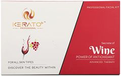 KeratoPlus Professional Wine Facial Kit | For All Skin Types | Power of Antioxidant | Anti Ageing | Pack of 6 | 5x50GM + 15ML | ( Multiple Use )