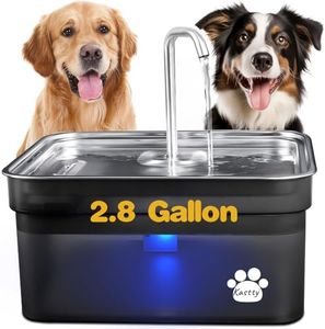 Kastty Dog Water Fountain for Large Dogs, 2.8Gal/10.5L Stainless Steel Cat Water Fountain, Super Quiet Smart Pet Water Fountain Automatic Dog Water Bowl Dispenser with LED Pump, Easy to Assemble Clean