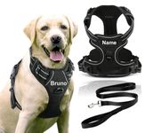 Kraftidy Dog Harness with Name id Customized for Dogs Large Medium Small Puppy All Breeds No Pull Harness Reflective Vest Harness Belt Adjustable with Personalized Dog Name (Black) (Small Dogs)