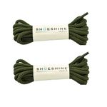 SHOESHINE Round Shoe Lace 4mm Hiking Boot Lace Trekking & Safety Shoelaces - Army Green Color - 2 Pair (4 Pcs)