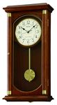 Seiko QXH039B Oak Wooden Quartz Battery Wall Clock with Pendulum and Westminster Chime, Volume Control