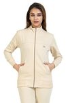 YHA Women's Regular Fit Zipper Jackets(Beige_XL)