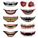 Halloween Temporary Face Tattoos, 10 Styles Halloween Clown Horror Mouth Tattoo Tattoo Stickers Temporary Tattoos Removable Realistic Tattoo Kit for Masquerade Cosplay Halloween Cosplay Party DIY Decorations