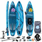 Aqua Spirit Barracuda ISUP/Kayak Inflatable Stand Up Paddle Board 2025 | 10'6x32”x6” | Complete Conversion Kit with Paddle, Backpack and more accessories | Adult Beginner/Expert | Blue