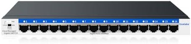 16 Port Gigabit Switch, Easy Smart Managed Ethernet Switch, Network Hub, Ethernet Splitter, Plug & Play, Fanless Metal Design, VLAN, Qos, Desktop or Wall Mount