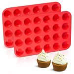 CAKETIME Silicone Mini Muffin Pan 24 Cups Mini Cupcake Pans, Mini Muffin Tin for Baking Nonstick 2 Pack