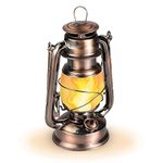 NORYER Noryer 2 Modes Flame Light Vintage Lantern, Antique Copper LED Metal Lantern, 9.3'' Decorative Hanging Lanterns Outdoor Tabletop Lanterns Kids Gift