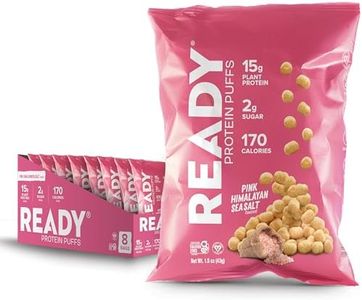 Ready® Protein Puffs – Guilt-Free, High-Protein Crunchy Snack – 15g Plant-Based Protein – Vegan, Gluten-Free, No Artificial Flavors – Pink Himalayan Sea Salt (Case of 8, 1.5oz Bags)