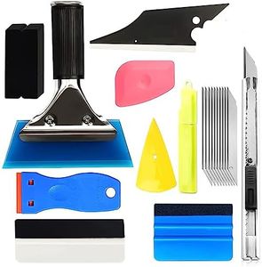 Vehicle Vinyl Wrap Window Tint Film Tool Kit 28PCS Include 10cm Felt Squeegee, Retractable 9mm Utility Knife and Blades, Zippy Vinyl Cutter and Mini Go Corner Squeegee for Car Wrapping (Mix Color)