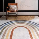 Surya Asuncion Machine Washable Rug - Modern Geometric Area Rugs Living Room, Kitchen, Outdoor, Hallway - Oriental Boho Rug Style - Large Flatweave Rug 120x170cm, Blue Yellow, Gold and Beige Rug