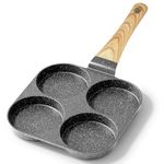 GiPP Non Stick Egg Pan, 4-Cup Granite Omelette Pan Skillet for Breakfast, Pancake Pan with Heat-Resistant Handle, Compatible with All Stovetops, Easy to Clean, PFOA Free, Grey