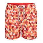 RIPT Boy's Essentials Quick Dry Uv 50 Sun Protection Swim Shorts Trunks, Orange Geometric Print, 11-12 Years