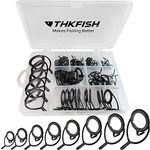 THKFISH Fishing Rod Guides Fishing Rod Repair Kit Baitcasting Rod Guides Ceramics Stainless Steel Carbon Guide Repair Black- Frame 75pcs