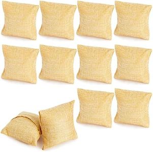 Juvale 12 Pack Linen Bracelet Cushion, Pillow Holder for Accessories, Watches and Bangles, Jewelry Display for Selling, Ideal for Small Business, Retail, Boutique, Trade Shows (Beige, 3x3x2 in)