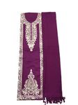 BKRKJ Women's Woollen Pashmina Spun Fabric Unstitched Dress Material Kashmiri Embroidery Work Patiyala Salwar Suit with Stole warm acrowool cashmilon cotswool for winter wear (Wine,Purple 2)