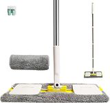 IZSOHHOME Microfiber Mop,Hardwood Floor Mop,for Hardwood,Laminate,Tile Floor Cleaning,Wall Cleaning, 2 Reusable Flat Mop Pads,Stainless Steel Handle(Yellow)