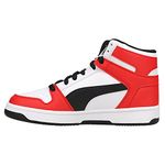 PUMA Men's Rebound Layup Wide Sneaker, White Black-high Risk Red, 9.5 UK