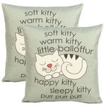 Funny Soft Kitty Warm Kitty Throw Pillow Cover 18x18 for Sofa Couch, Seasonal Home Farmhouse Cushion Case Decor, Engagement Present Housewarming Gift Wedding Decorative Pillowcase Cotton Linen