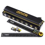 LEXIVON Aluminum Digital Angle Finder Gauge, 10-inch/250mm Multi-Purpose Protractor, Includes XL Display and Rugged Zippered Pouch (LX-DAF10)