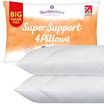 Slumberdown Pillows 4 Pack - Super Support Firm Side Sleeper Bed Pillows for Neck and Shoulder Pain Relief - Comfy & Supportive Pillow, Hypoallergenic, Made in the UK, Standard Size (48cm x 74cm)