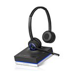 Leitner LH575 2-in-1 Wireless Office Headset with Mic – 5 Year Warranty – Computer & Telephone Headset – UltraRange up to 350 FT (10x Bluetooth Range) – DECT Wireless Headset – Dual-Ear