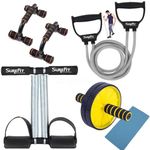 SUREFIT Exercise Kit - Complete Home Workout Equipment for Strength Training & Fitness - Includes Tummy Trimmer, Resistance Bands & AB Roller - Ideal for All Fitness Levels & Home Workouts