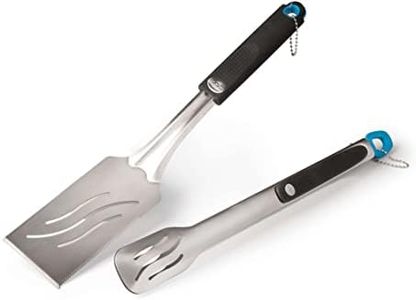 Napoleon Accessory 70032-2 Peice Toolset - BBQ Grill Toolset, Stainless Steel, Ergonomic Handles, Heat Safe Rubber Grip, Includes Tongs, Extra Long Multifunctional Spatula, Detatchable Hanging Loop