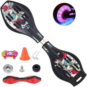 Tmore RipStik Caster Board Skateboard, Deluxe Junior Caster Board with 360-degree Casters, 2 Illuminating Wheels Compact Lightweight Durable Twistboard for Teenagers and Adults